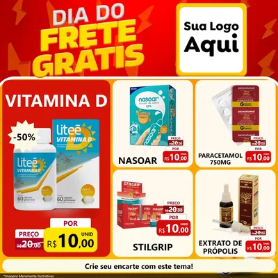 Modelo de Rede Social para Feed Facebook com o tema Dia do Frete Grátis para Farmácia