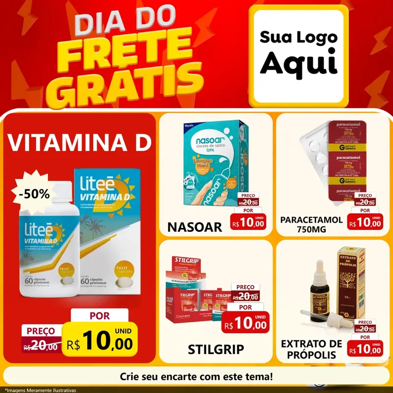 Modelo de Rede Social para Feed Facebook com o tema Dia do Frete Grátis para Farmácia