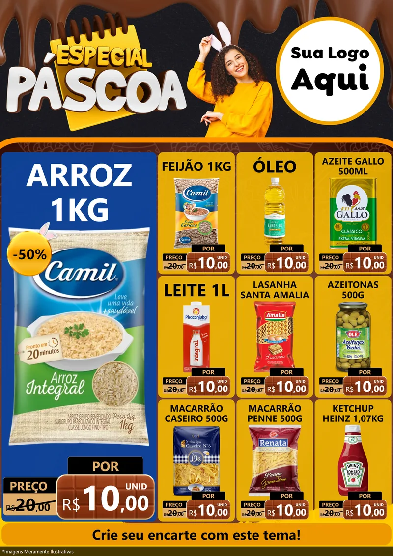 Modelo de Encarte para Encarte A4 Vertical com o tema Especial Páscoa para Supermercado
