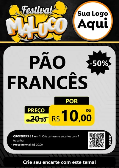 Modelo de Cartaz para Cartaz A4 Vertical com o tema Festival Maluco para Padaria