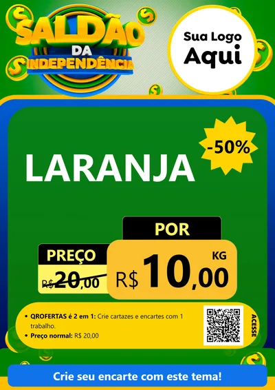 Modelo de Cartaz para Cartaz A4 Vertical com o tema Saldão da Indepêndencia para Hortifrúti