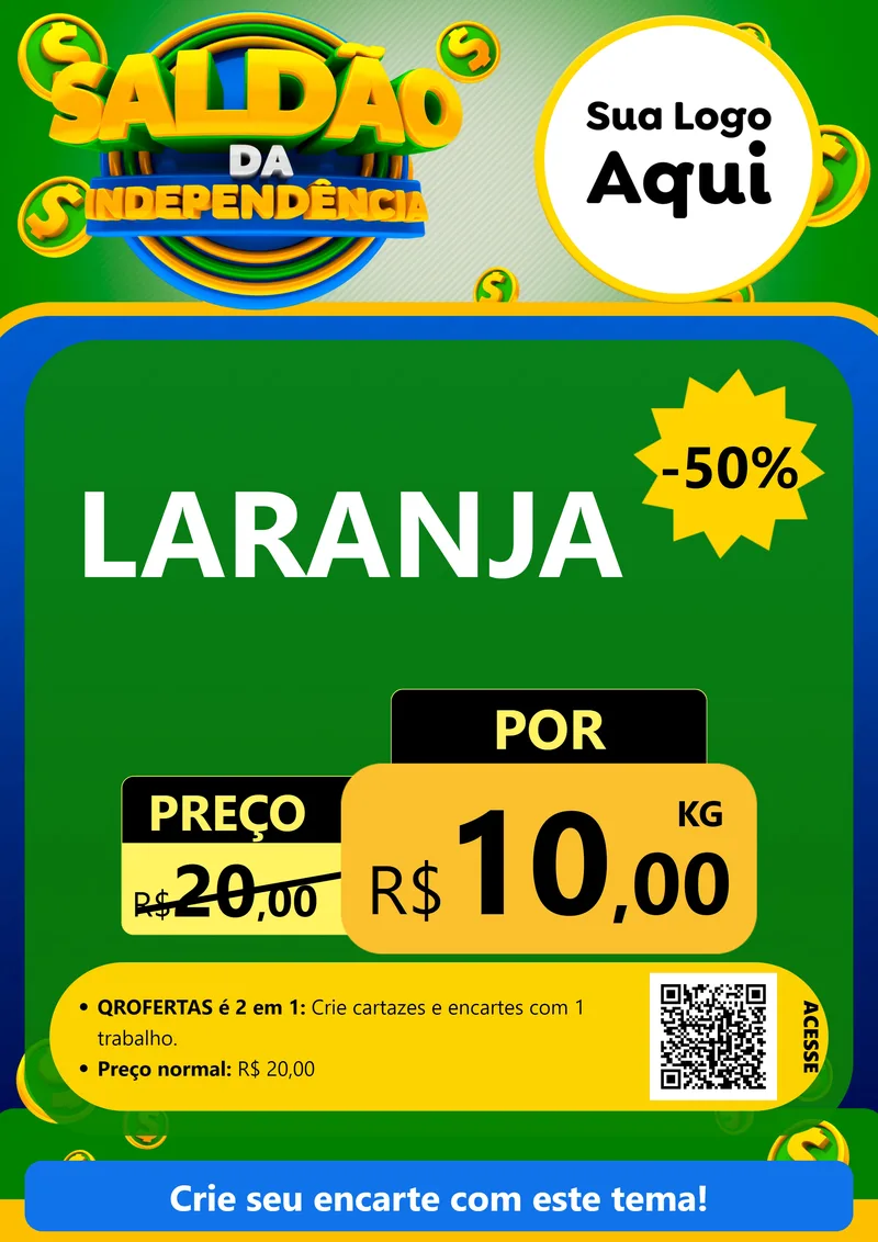 Modelo de Cartaz para Cartaz A4 Vertical com o tema Saldão da Indepêndencia para Hortifrúti