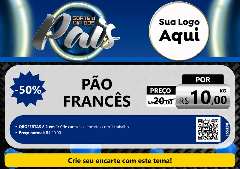 Modelo de Cartaz para Cartaz A4 Horizontal com o tema Sorteio Dia Dos Pais para Padaria