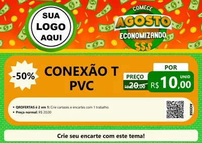 Modelo de Cartaz para Cartaz A4 Horizontal com o tema Comece Agosto Economizando para Tubos e conexões