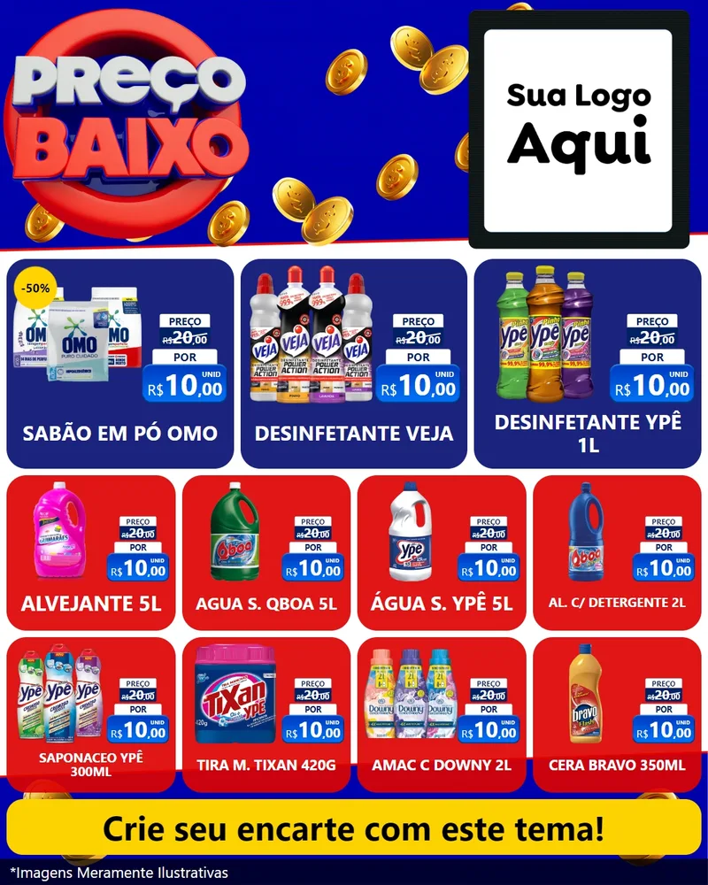 Modelo de Rede Social para Feed Instagram com o tema Preço Baixo para Produtos de Limpeza