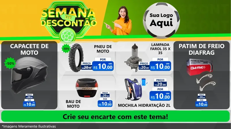 Modelo de TV para TV Horizontal com o tema Semana de Descontão - Copa para Moto peças