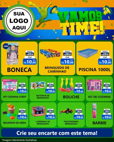 Modelo de Rede Social para Feed Instagram com o tema Vamos Time! para Brinquedos