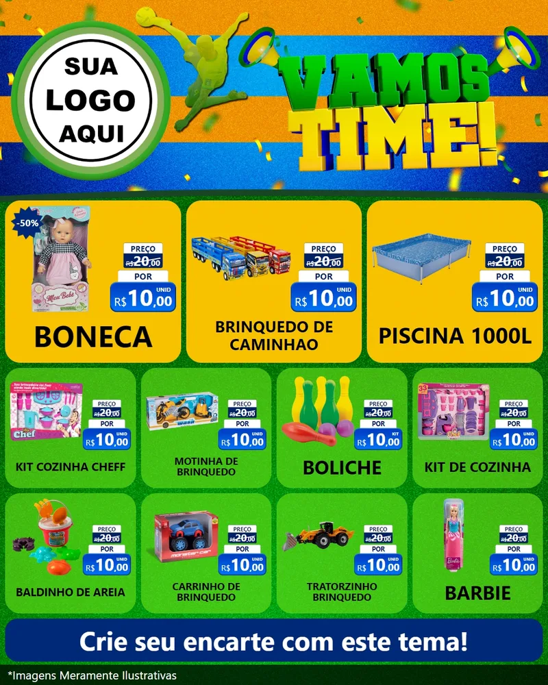 Modelo de Rede Social para Feed Instagram com o tema Vamos Time! para Brinquedos