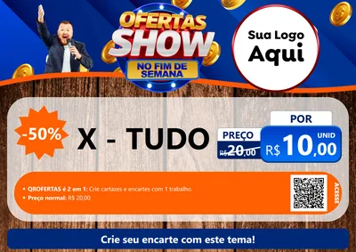 Modelo de Cartaz para Cartaz A4 Horizontal com o tema Ofertas Show No Fim De Semana para Hamburgueria