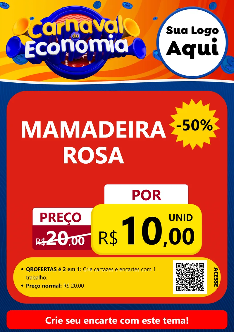 Modelo de Cartaz para Cartaz A4 Vertical com o tema Carnaval da Economia para Bebês