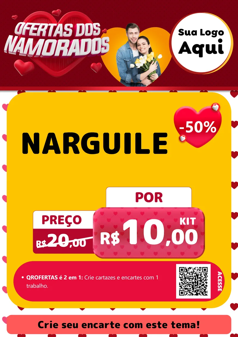 Modelo de Cartaz para Cartaz A4 Vertical com o tema Ofertas Dos Namorados para Tabacaria