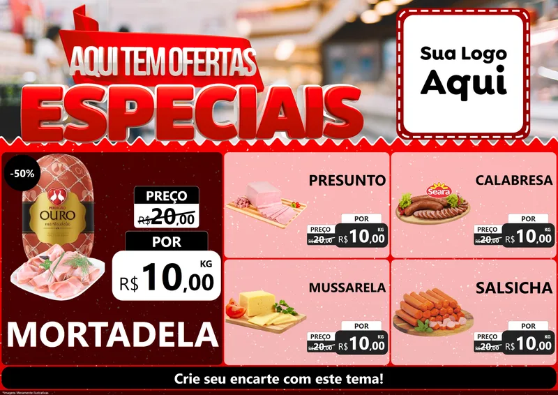 Modelo de Encarte para Encarte A4 Horizontal com o tema Aqui Tem Ofertas Especiais para Frios e Laticínios