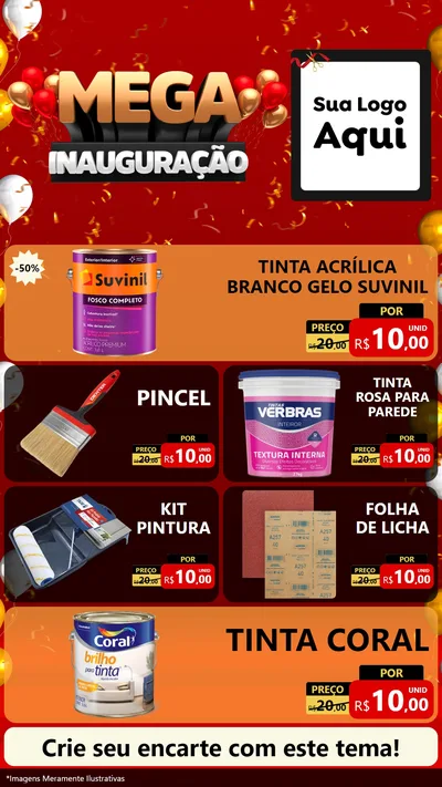 Modelo de TV para TV Vertical com o tema Mega Inauguração para Tintas e Ferramentas