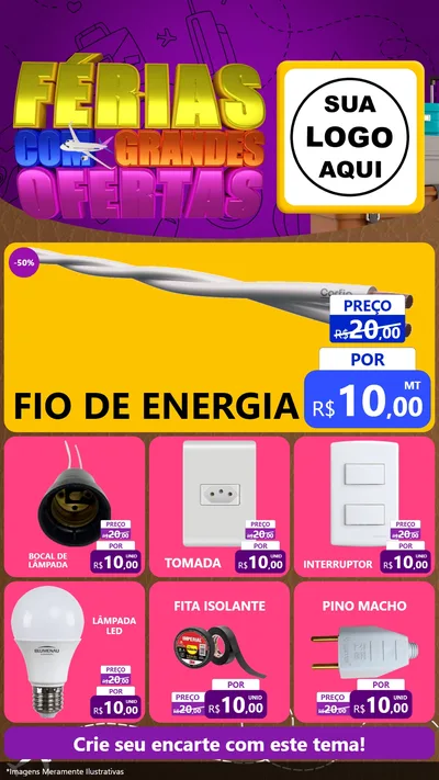 Modelo de Rede Social para Stories com o tema Férias com Grandes Ofertas para Materiais Elétricos