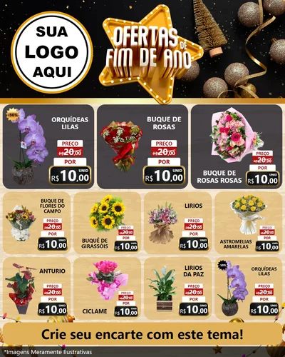 Modelo de Rede Social para Feed Instagram com o tema Ofertas de Fim de Ano para Floricultura e jardim
