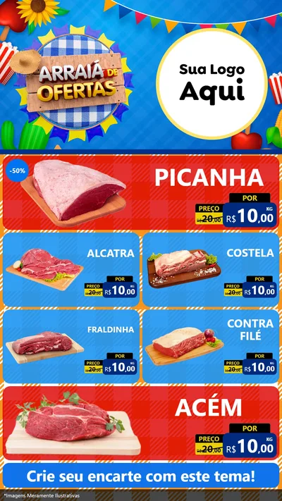 Modelo de TV para TV Vertical com o tema Arraiá de Ofertas para Açougue