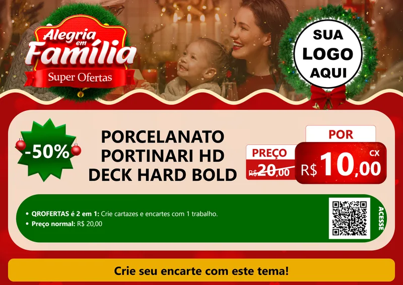 Modelo de Cartaz para Cartaz A4 Horizontal com o tema Alegria Em Família - Super Ofertas para Pisos e revestimentos