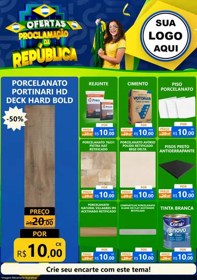 Modelo de Encarte para Encarte A4 Vertical com o tema Ofertas Proclamação da República para Pisos e revestimentos