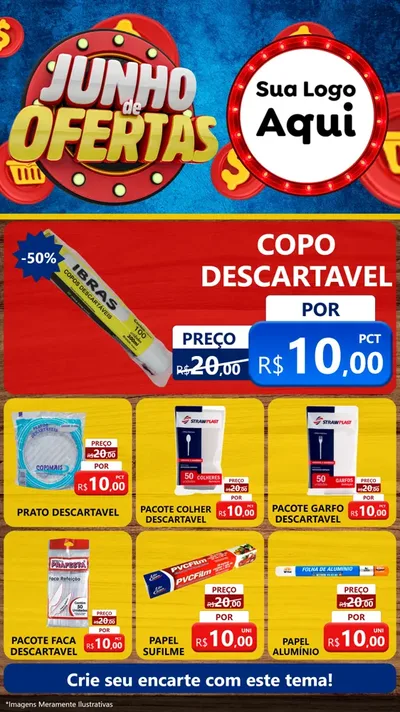 Modelo de Rede Social para Stories com o tema Junho de Ofertas para Embalagens