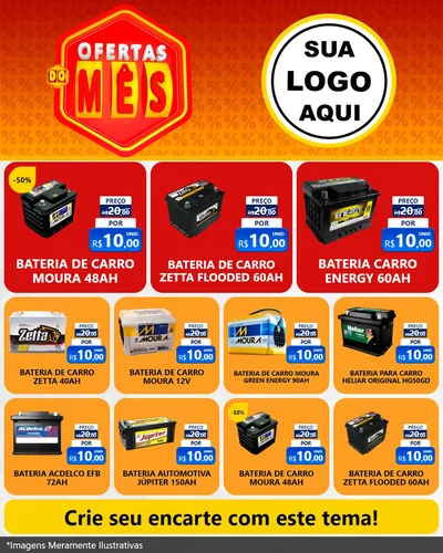 Modelo de Rede Social para Feed Instagram com o tema Ofertas do Mês para Baterias Elétricas