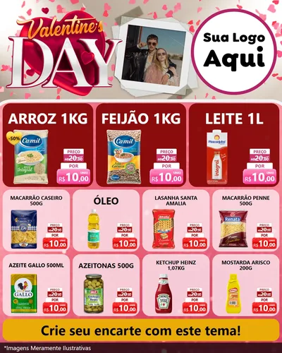 Modelo de Rede Social para Feed Instagram com o tema Valentine's Day para Supermercado