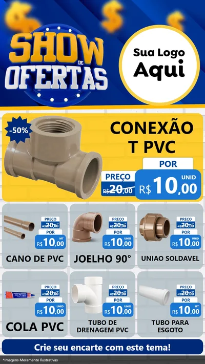 Modelo de Rede Social para Stories com o tema Show de Ofertas para Tubos e conexões