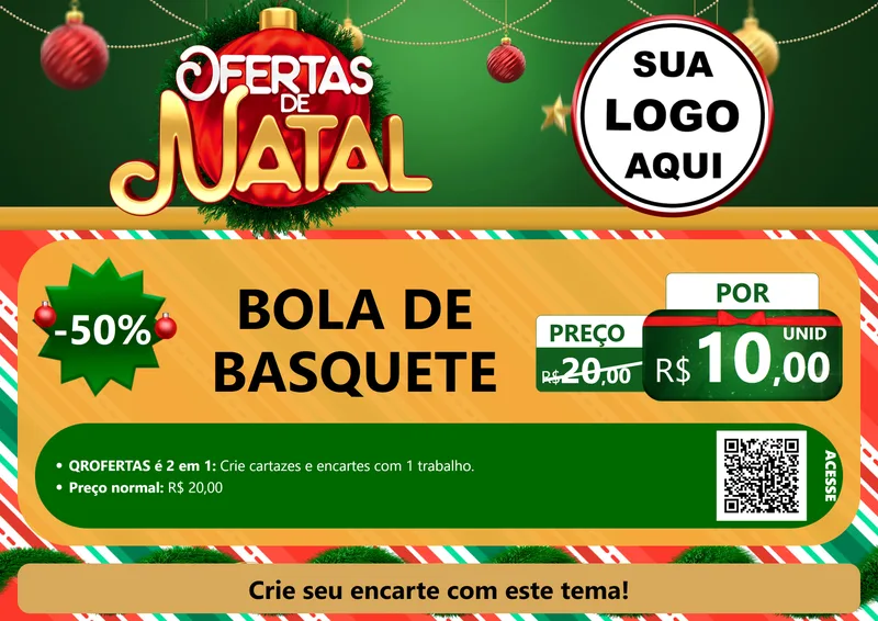 Modelo de Cartaz para Cartaz A4 Horizontal com o tema Ofertas de Natal para Artigos Esportivos