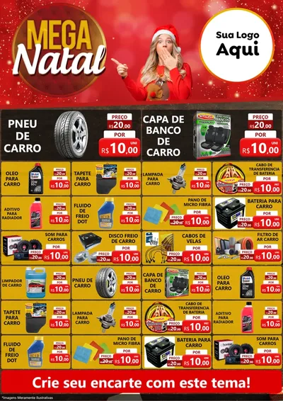 Modelo de Encarte para Encarte A4 Vertical com o tema Mega Natal para Auto peças