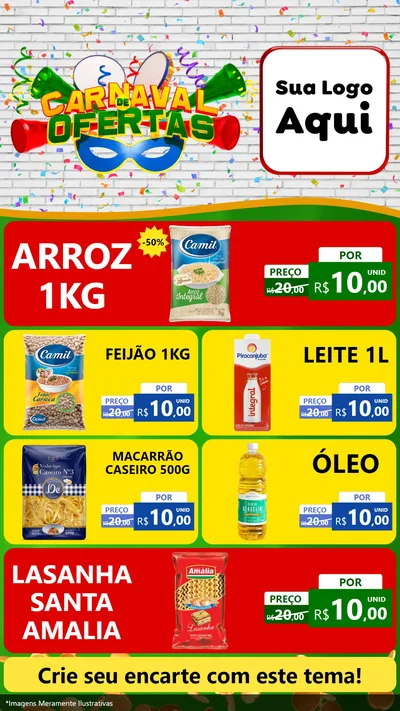 Modelo de TV para TV Vertical com o tema Carnaval de Ofertas para Supermercado