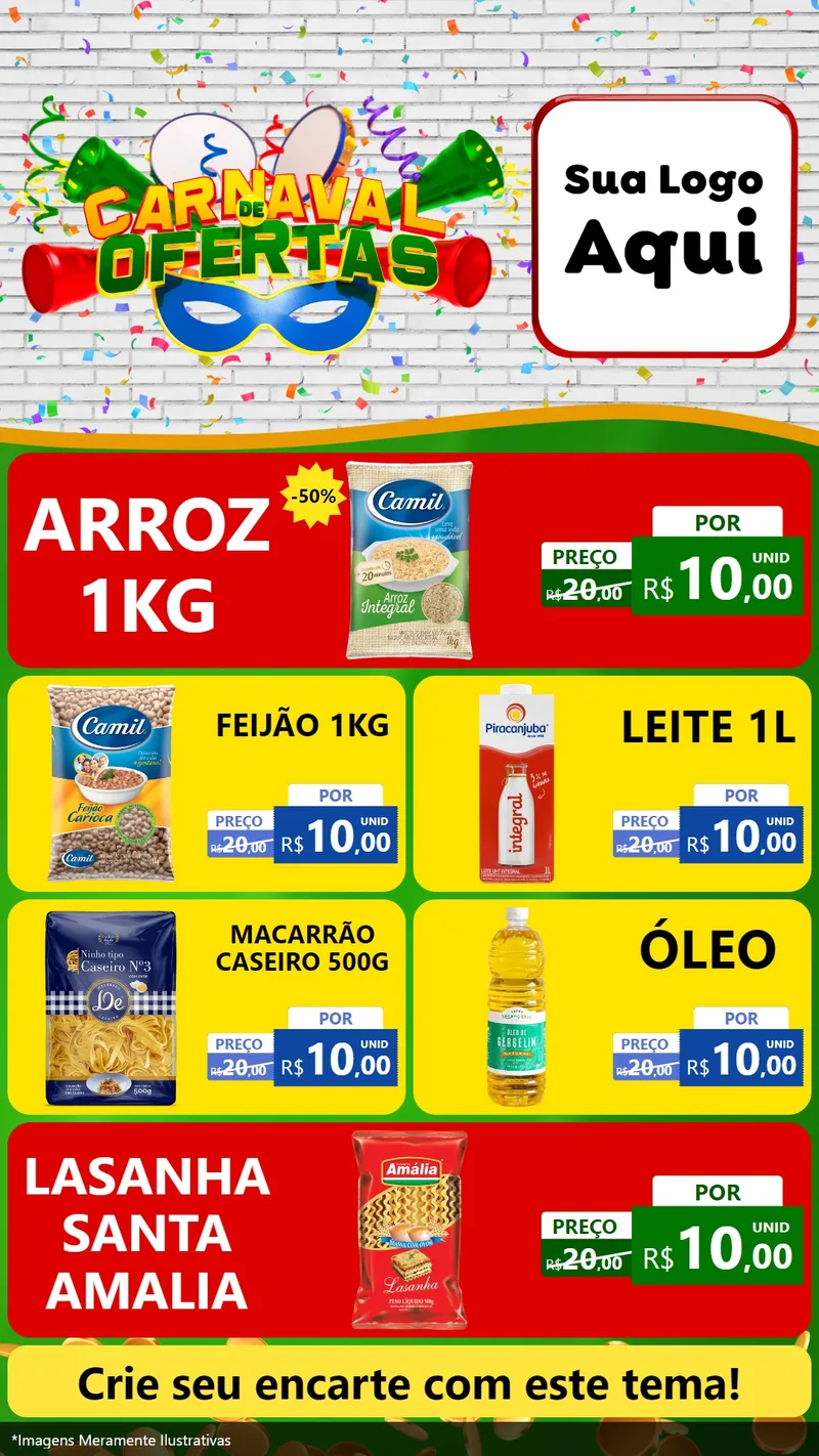 Modelo de TV para TV Vertical com o tema Carnaval de Ofertas para Supermercado