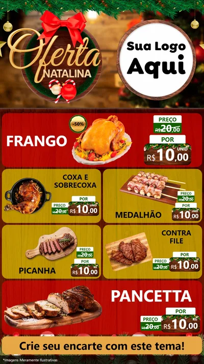 Modelo de TV para TV Vertical com o tema Ofertas Natalina para Assados