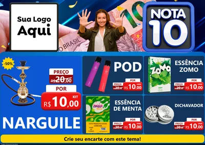 Modelo de Encarte para Encarte A4 Horizontal com o tema Nota 10 para Tabacaria