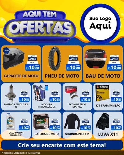 Modelo de Rede Social para Feed Instagram com o tema Aqui Tem Ofertas para Moto peças