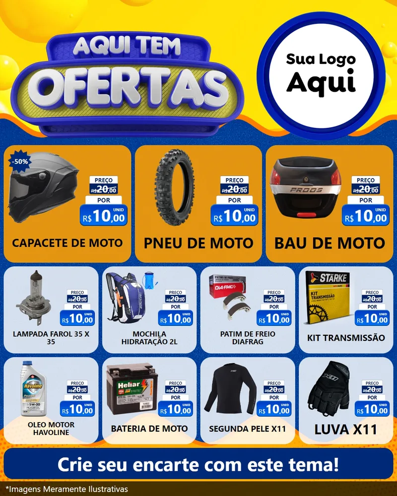 Modelo de Rede Social para Feed Instagram com o tema Aqui Tem Ofertas para Moto peças