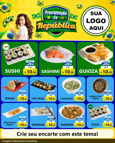 Modelo de Rede Social para Feed Instagram com o tema Proclamação da República para Comida japonesa
