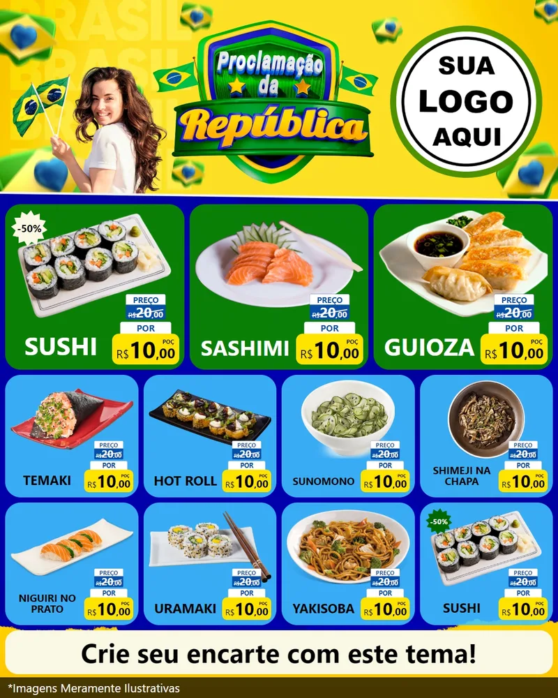 Modelo de Rede Social para Feed Instagram com o tema Proclamação da República para Comida japonesa