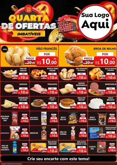 Modelo de Encarte para Encarte A4 Vertical com o tema Quarta de Ofertas Imbatíveis para Padaria