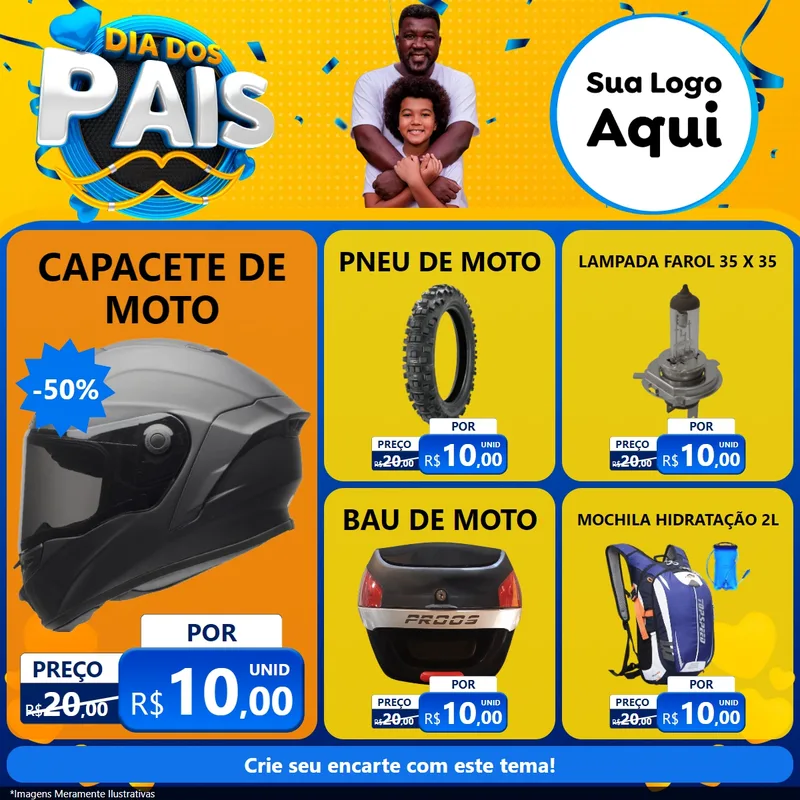Modelo de Rede Social para Feed Facebook com o tema Dia dos Pais para Moto peças