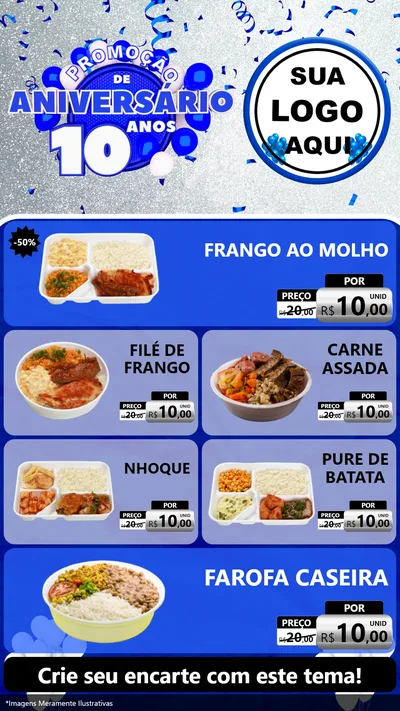 Modelo de TV para TV Vertical com o tema Promoção de Aniversário - 10 Anos para Restaurante