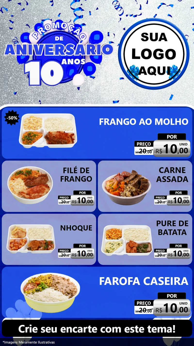 Modelo de TV para TV Vertical com o tema Promoção de Aniversário - 10 Anos para Restaurante