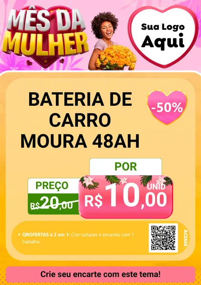 Modelo de Cartaz para Cartaz A4 Vertical com o tema Mês da Mulher para Baterias Elétricas