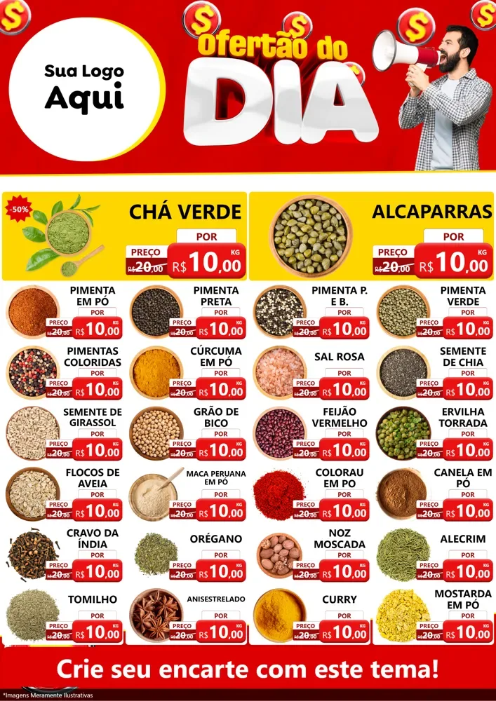 Modelo de Encarte para Encarte A4 Vertical com o tema Ofertão do dia para Produtos Naturais