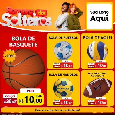 Modelo de Rede Social para Feed Facebook com o tema Semana dos Solteiros para Artigos Esportivos