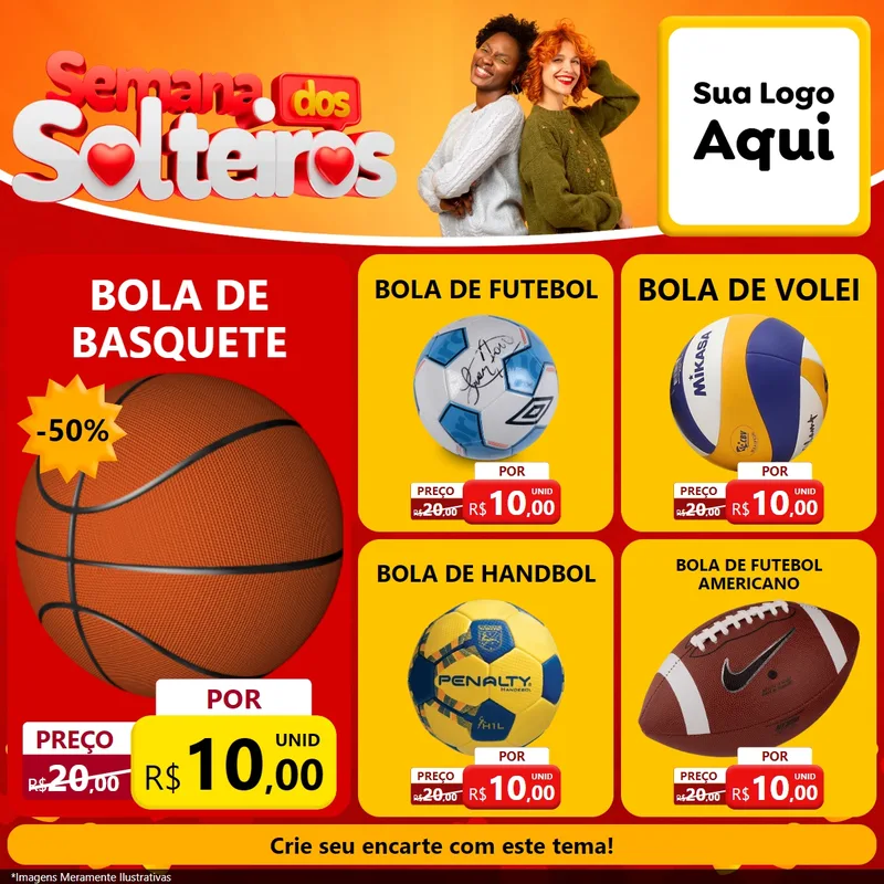Modelo de Rede Social para Feed Facebook com o tema Semana dos Solteiros para Artigos Esportivos