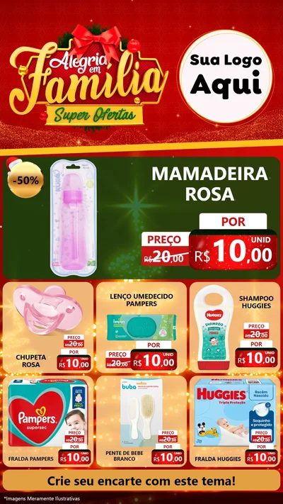 Modelo de Rede Social para Stories com o tema Alegria em Família Super Ofertas - Natal para Bebês