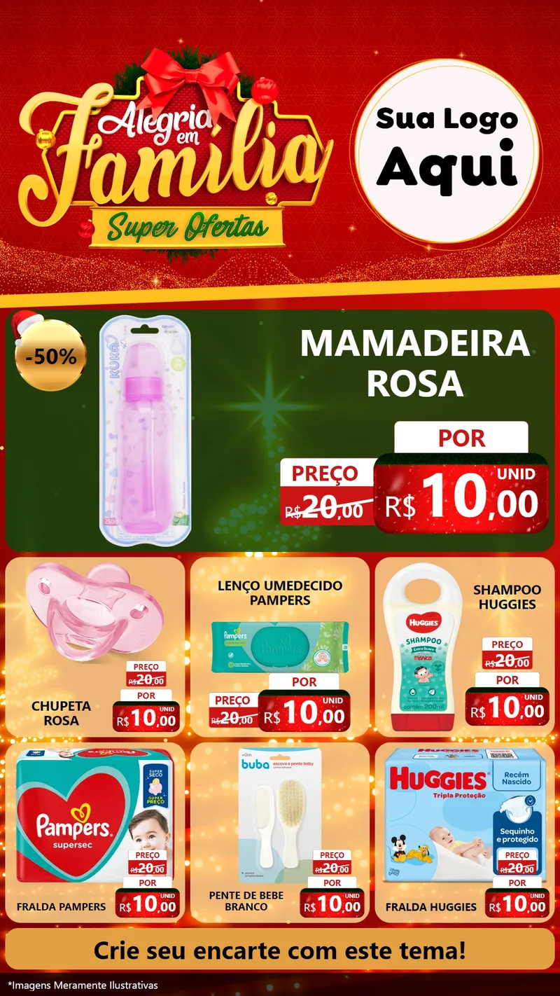 Modelo de Rede Social para Stories com o tema Alegria em Família Super Ofertas - Natal para Bebês