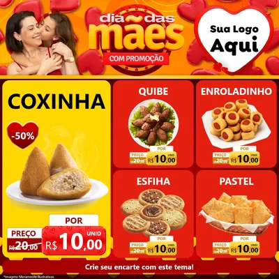 Modelo de Rede Social para Feed Facebook com o tema Dia das Mães com Promoção para Salgadaria
