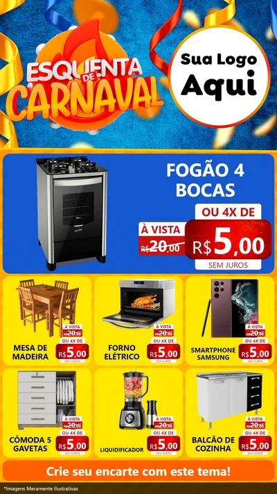 Modelo de Rede Social para Stories com o tema Esquenta de Carnaval para Móveis e Eletro