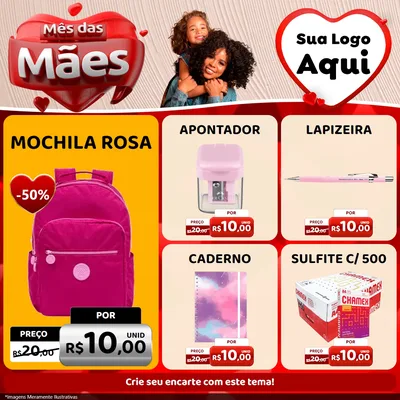 Modelo de Rede Social para Feed Facebook com o tema Mês das Mães para Papelaria