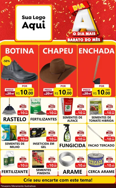Modelo de Encarte para Encarte Grande com o tema Dia A o Dia Mais Barato do Mês para Agropecuária
